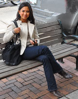 photo:  pretty girl on park bench