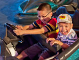 photo:  Teo kids on in a bumper car ride